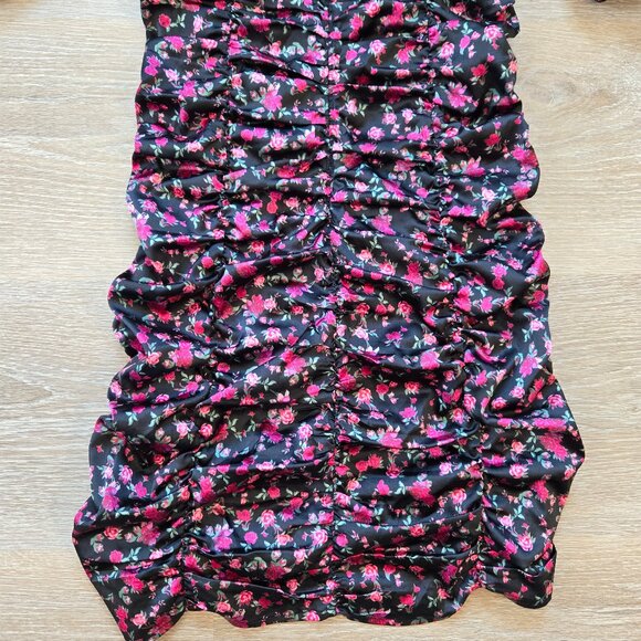 For Love & Lemons Melrose Puff Sleeve Satin Floral Bustier Mini Dress Sexy Small - Picture 13 of 17